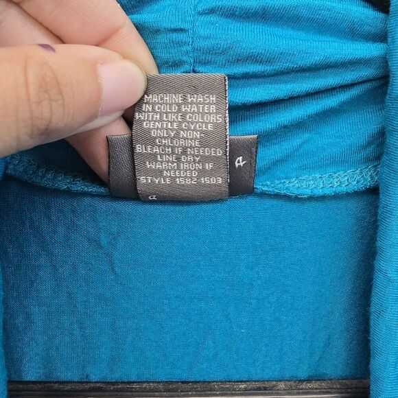 Dots Y2K Sleeveless Blouse Top Teal Size Medium (A58) - Picture 3 of 4